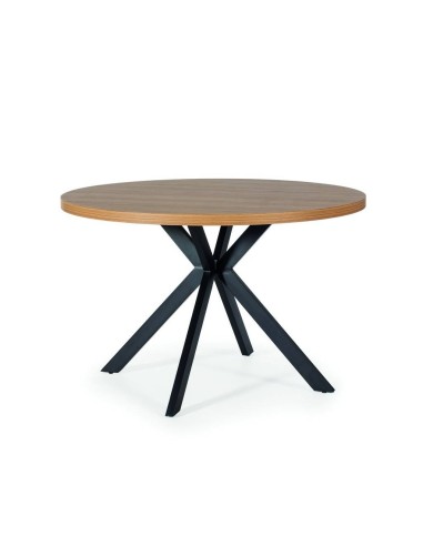 Mesa de jantar de design GALA 120 cm. Carvalho e metal preto.