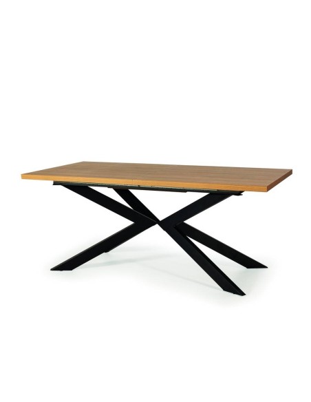 MESA EXTENSIBLE KAREM 180-240 x 100, Roble y patas metal Negro.