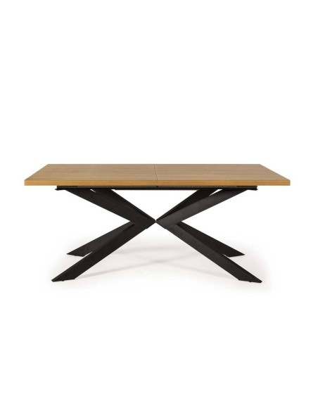MESA EXTENSIBLE KAREM 180-240 x 100, Roble y patas metal Negro.