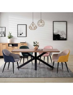 MESA DE COMEDOR KREM 180 x 92. Nogal y patas metal Negro. 2
