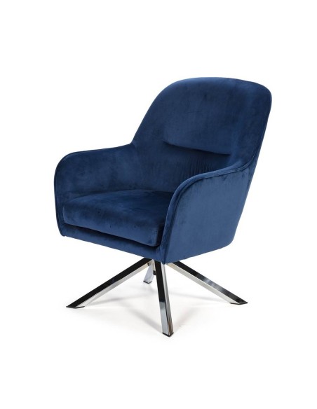 Sillón giratorio de Terciopelo CLYDE con patas de acero cromado.