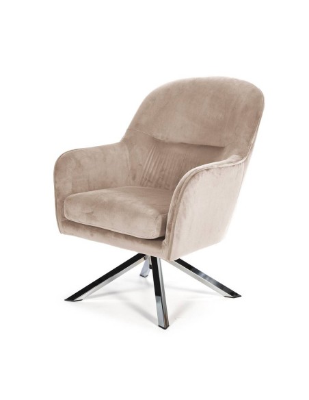 Sillón giratorio de Terciopelo CLYDE con patas de acero cromado.