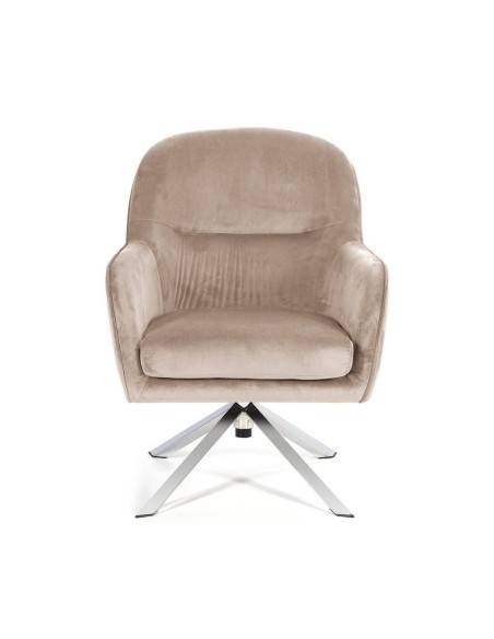Sillón giratorio de Terciopelo CLYDE con patas de acero cromado.