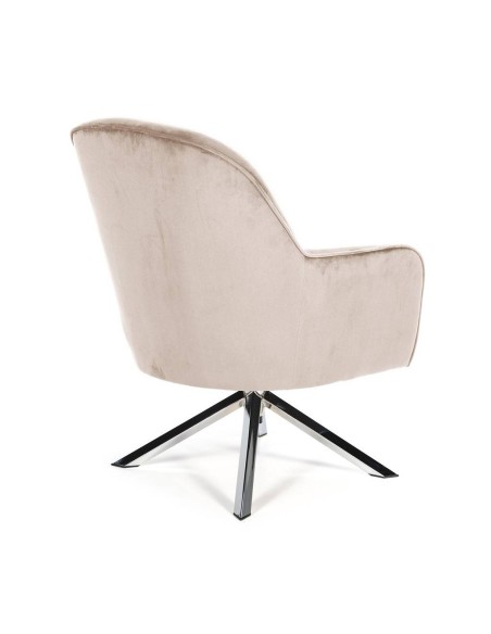 Sillón giratorio de Terciopelo CLYDE con patas de acero cromado.