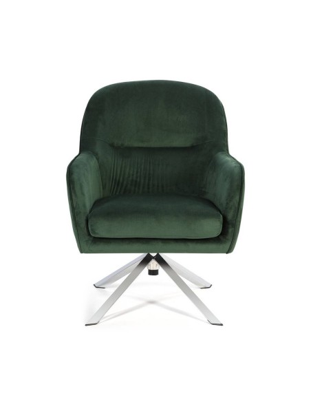 Sillón giratorio de Terciopelo CLYDE con patas de acero cromado.