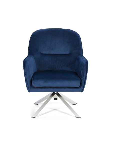 Sillón giratorio de Terciopelo CLYDE con patas de acero cromado.