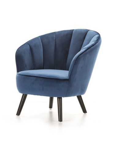 Poltrona de veludo CONCHA com pernas de madeira...