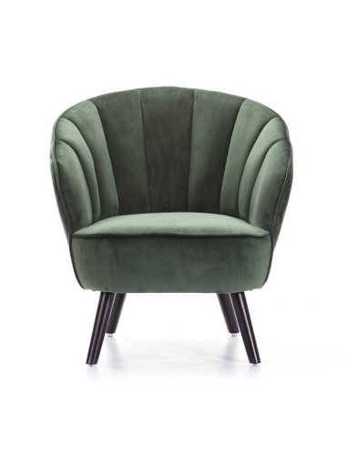 Butaca de terciopelo Concha patas de madera en...