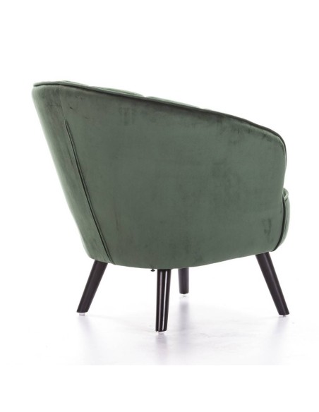 Butaca de terciopelo Concha patas de madera en negro.