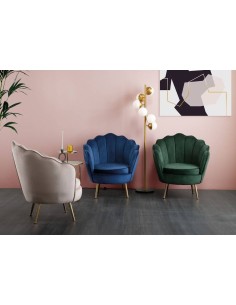 Butaca de terciopelo OSTRA patas metalicas en dorado. 2