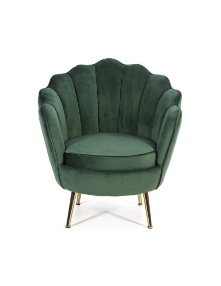 Butaca de terciopelo OSTRA patas metalicas en dorado.