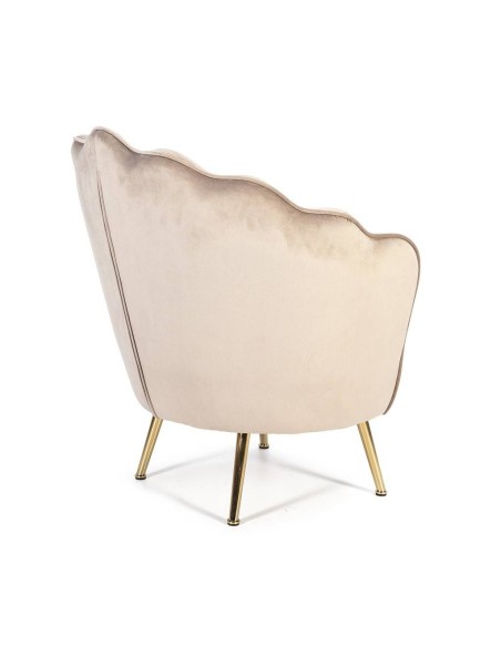 Poltrona de veludo OSTRA com pernas de metal dourado.