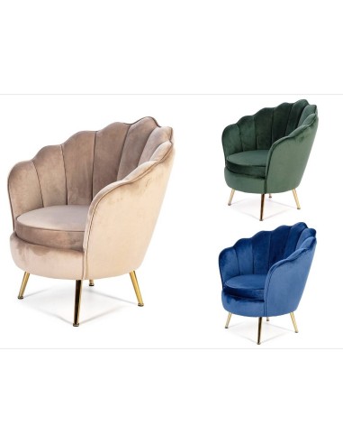 Butaca de terciopelo OSTRA patas metalicas en...