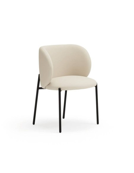 SILLA DE TEULAT MOGI EN PIEL SINTÉTICA EN BEIGE Y PATAS METÁLICAS.