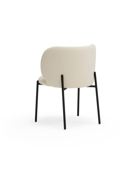 CADEIRA TEULAT MOGI EM COURO SINTÉTICO COR BEIGE E PÉS METÁLICOS.