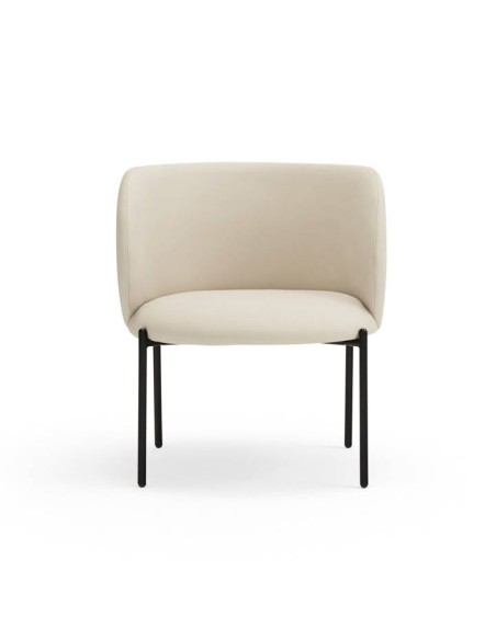 BUTACA DE TEULAT MOGI EN PIEL SINTÉTICA BEIGE Y PATAS METÁLICAS.