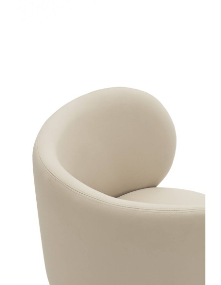 POLTRONA TEULAT MOGI EM COURO SINTÉTICO BEIGE E PÉS METÁLICOS.