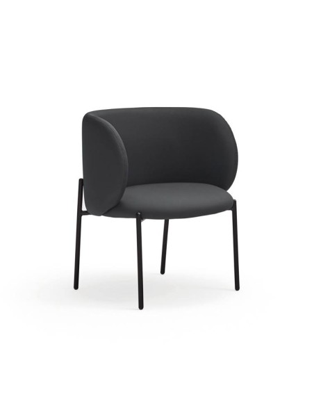 BUTACA DE TEULAT MOGI EN PIEL SINTÉTICA EN NEGRO  PATAS METÁLICAS.