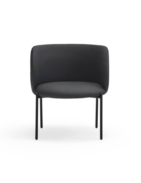 BUTACA DE TEULAT MOGI EN PIEL SINTÉTICA EN NEGRO  PATAS METÁLICAS.