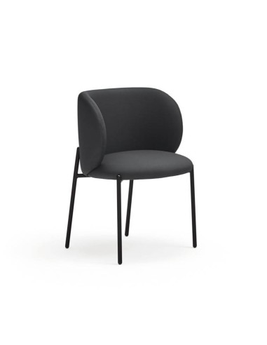 SILLA DE TEULAT MOGI EN PIEL SINTÉTICA EN NEGRO Y PATAS METÁLICAS.