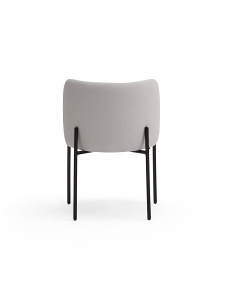 SILLA DE TEULAT MOGI EN TEJIDO GRIS CLARO Y PATAS METÁLICAS.