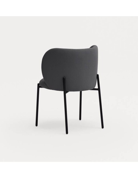 SILLA DE TEULAT MOGI EN TEJIDO GRIS OSCURO Y PATAS METÁLICAS.