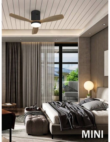 SCHULLER MINI-VENTILADOR de techo SIROCO 107 cm. NEGRO y NOGAL