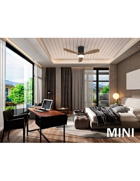 SCHULLER mini ventilador de teto SIROCO 107 cm. PRETO e NOGAL