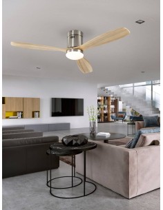 SCHULLER VENTILADOR de techo SIROCO 132 cm. Niquel y Madera 2