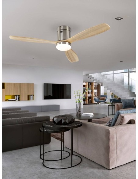 SCHULLER VENTILADOR de techo SIROCO 132 cm. Niquel y Madera