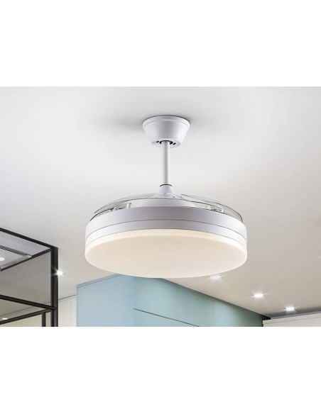 VENTILADOR DE TETO SCHULLER VENTO 50/100 cm. Lâminas retráteis, branco.