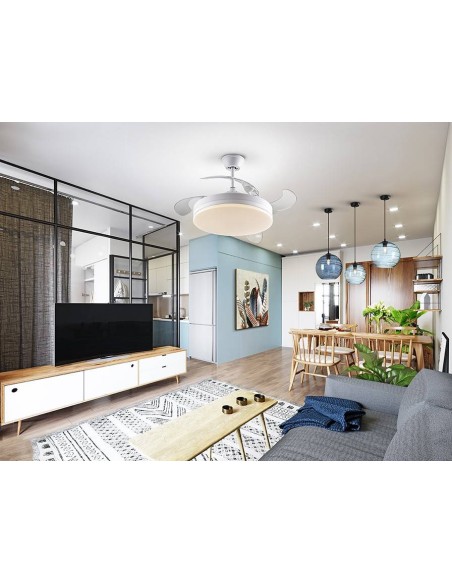 VENTILADOR DE TETO SCHULLER VENTO 50/100 cm. Lâminas retráteis, branco.