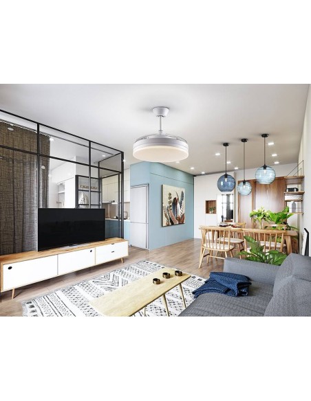 SCHULLER VENTILADOR techo VENTO 50/100 cm, aspas escamoteables, Blanco.