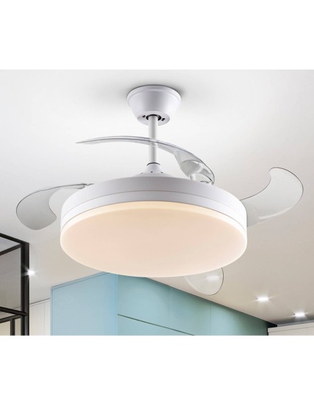 SCHULLER VENTILADOR techo VENTO 50/100 cm, aspas escamoteables, Blanco.