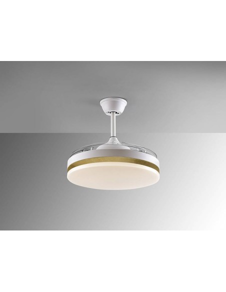 SCHULLER VENTILADOR de techo VENTO 50/100 cm. aspas escamoteables, blanco y oro.
