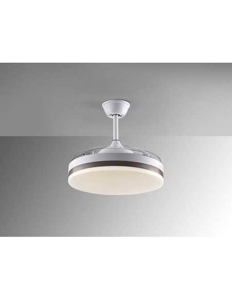 SCHULLER VENTILADOR de techo VENTO 50/100 cm. Aspas escamoteables. Blanco y Bronce.