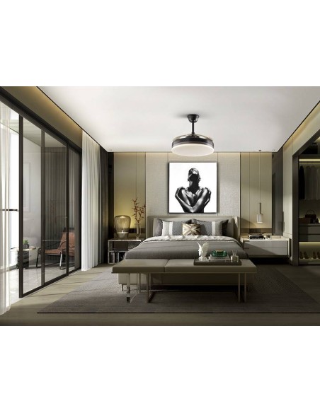 VENTILADOR DE TETO SCHULLER VENTO 50/100 cm. Lâminas retráteis. Preto e Bronce.