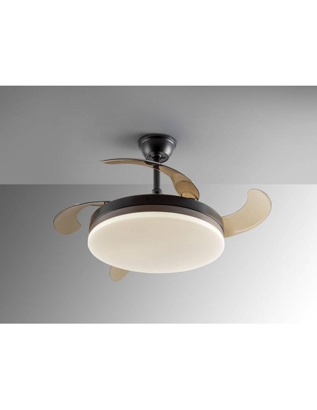 VENTILADOR DE TETO SCHULLER VENTO 50/100 cm. Lâminas retráteis. Preto e Bronce.