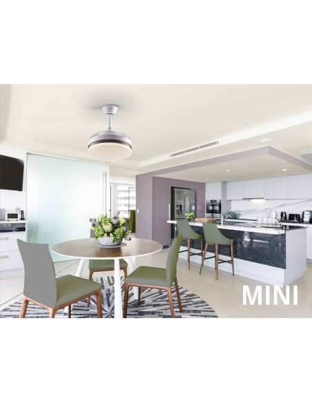 SCHULLER VENTILADOR MINI de techo VENTO 40/90 cm. Aspas escamoteables. Blanco y Bronce.