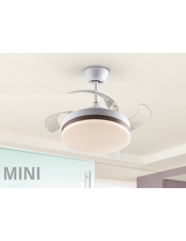 SCHULLER VENTILADOR MINI de techo VENTO 40/90 cm. Aspas escamoteables. Blanco y Bronce.
