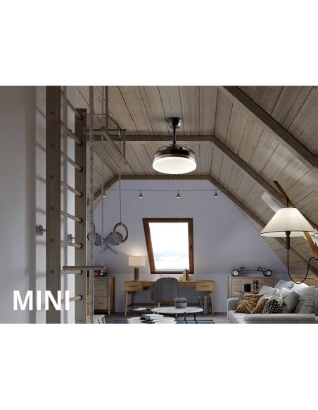 SCHULLER VENTILADOR MINI de techo VENTO 40/90 cm. Aspas escamoteables. Negro y Bronce.