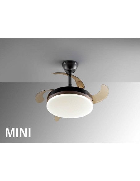 VENTILADOR MINI DE TETO SCHULLER VENTO 40 / 90 cm. lâminas retráteis. Preto e Bronce.