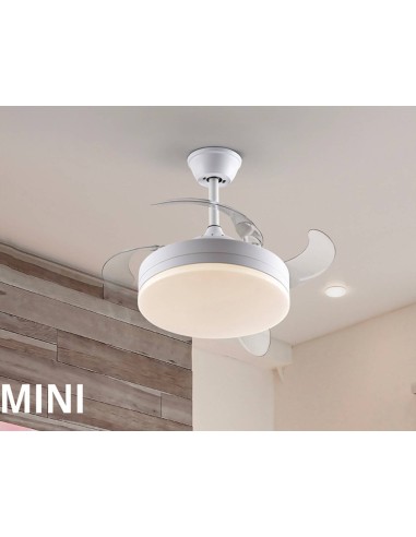 SCHULLER VENTILADOR MINI de techo VENTO 40/90 cm. Aspas escamoteables. Blanco.