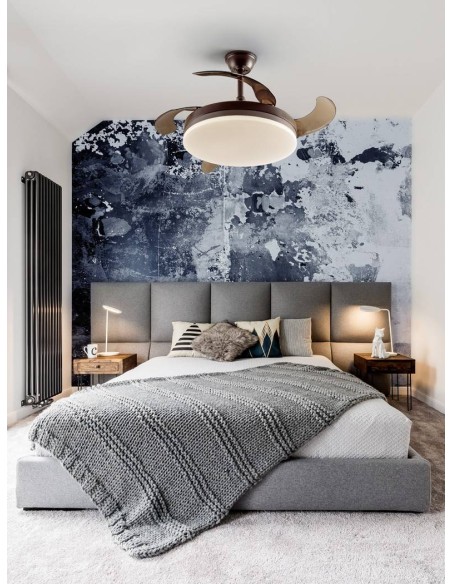 VENTILADOR DE TETO SCHULLER VENTO 50/100 cm. lâminas retráteis. Marron e Preto.