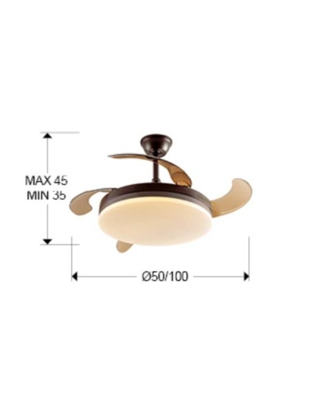 SCHULLER VENTILADOR de techo VENTO 50/100 cm. Aspas escamoteables. Marron y Negro.