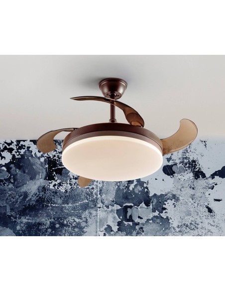 VENTILADOR DE TETO SCHULLER VENTO 50/100 cm. lâminas retráteis. Marron e Preto.