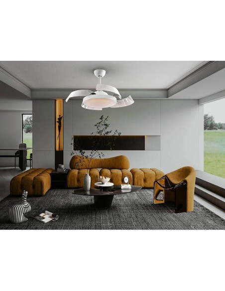 VENTILADOR DE TETO SCHULLER ENZO 53/106 cm. lâminas retráteis. Branco.