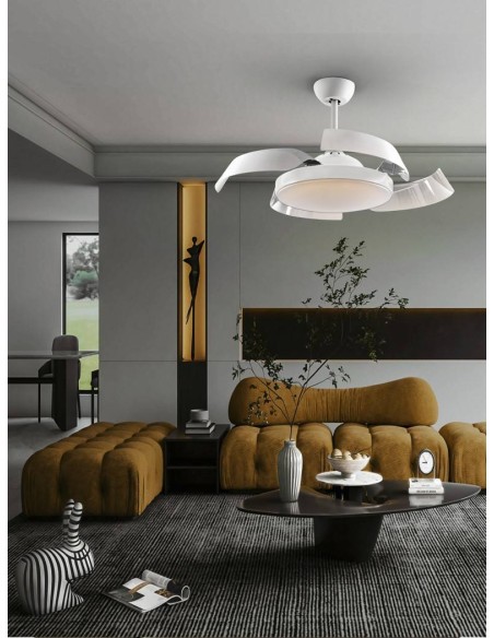 VENTILADOR DE TETO SCHULLER ENZO 53/106 cm. lâminas retráteis. Branco.