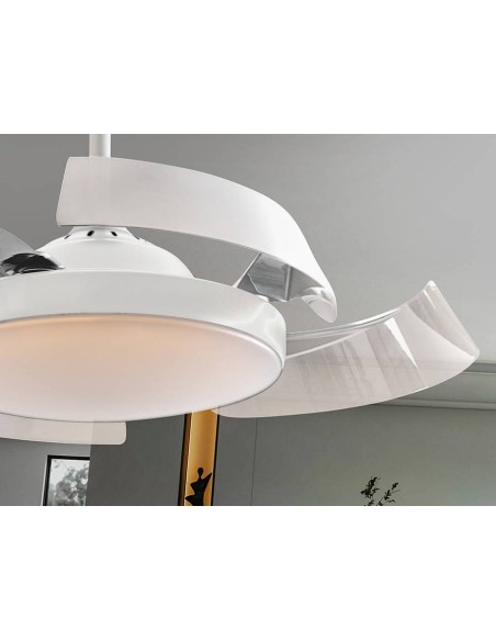VENTILADOR DE TETO SCHULLER ENZO 53/106 cm. lâminas retráteis. Branco.