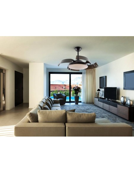 SCHULLER VENTILADOR de techo ENZO 53/106 cm. Aspas retractiles. Negro.